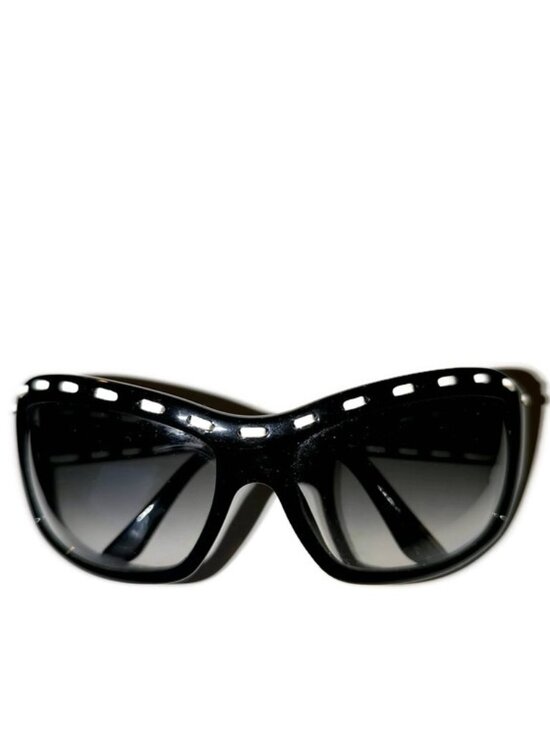 FERRAGAMO Black With Leather Whipstitch Limited Edition Sunglasses In Case